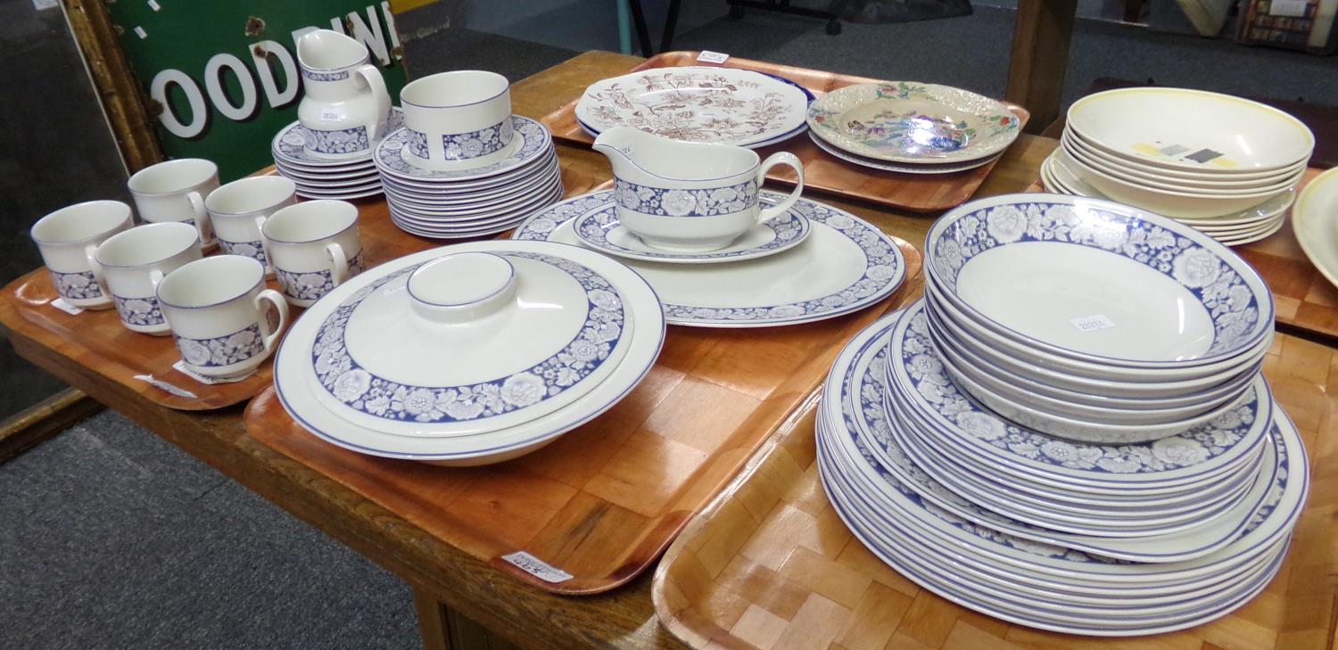 Three trays of Royal Doulton English fine china 'Oakdene' design items to include: bowls, plates,
