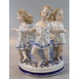 An Ernst Bohne porcelain figure group of girls skipping around a well. 18cm high approx. (B.P. 21% +