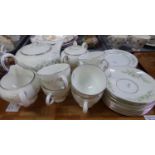 Tray of Wedgwood 'Westbury' teaware: six cups, saucers and tea plates, teapot, milk jug and sucrier.