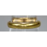 22ct gold wedding ring. 1.4g approx. Ring size O. (B.P. 21% + VAT)
