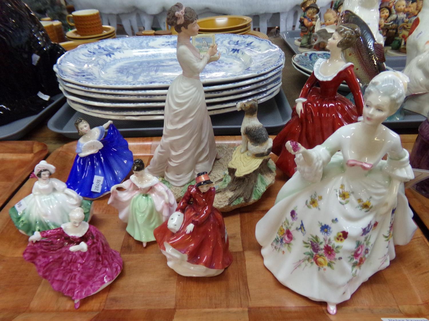 Tray of figurines: Royal Doulton 'Diana', Royal Doulton 'Fragrance' with COA, smaller Royal