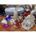 Tray of figurines: Royal Doulton 'Diana', Royal Doulton 'Fragrance' with COA, smaller Royal