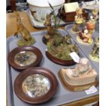 Four Border Fine Art figurines: 'Family Life' (otter family), 'Otter standing', a Rearing Hare and a