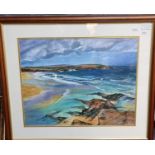 D.E.E (20th Century), a Pembrokeshire beach, signed with initials, watercolours. 38 x 48cm