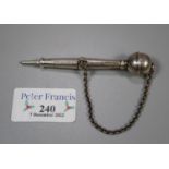 Victorian silver novelty propelling pencil in the form of a ball and cup game by Sampson Mordan,