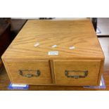 Early 20th century pale oak two drawer table top filing cabinet. (B.P. 21% + VAT)