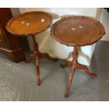 Pair of walnut pie crust tripod wine tables. (2) (B.P. 21% + VAT)