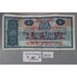 Unusual 'The British Linen Bank' £1 note, AP.P Anderson General Manager, dated 31st March 1962 ,