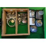 Box file rolled gold and Victorian rolled gold, to include: necklaces, bracelets, rings, bangles,