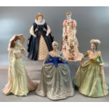 Collection of Coalport and Franklin Mint figurines to include 'Catherine the Great', 'Elizabeth