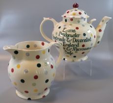 Emma Bridgewater large bullet shaped display teapot. Marked 'Emma Bridgewater, handmade and