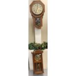 Early 20th century two train American regulator wall clock together with a mid century two train