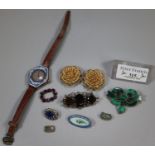 Bag of assorted silver and gold coloured filigree enamel jewellery, watch etc. (B.P. 21% + VAT)