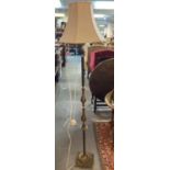 Modern brass standard lamp with shade. (B.P. 21% + VAT)