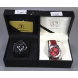 Modern Talis black chronometer gent's wristwatch in original box. Together with a Primetimes Mariner