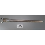 19th century silver letter opener with loop handle, London hallmarks. 4.5 troy ozs approx. (B.P. 21%