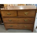19th century mahogany straight front chest of two short and two long drawers on bracket feet. (B.