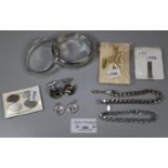 Quantity of assorted silver jewellery; bangles, chain, cufflinks etc. (B.P. 21% + VAT)