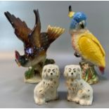 Collection of ceramic animals to include: 1180 Cockatoo, pair of small Beswick Spaniels and a