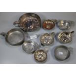 A collection of probably French silver plated taste vin and others similar in pewter, various. (B.P.