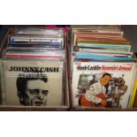 Two boxes of vintage LP vinyl records: country music etc: Ed Bruce 'The Tennessean', 'Last train