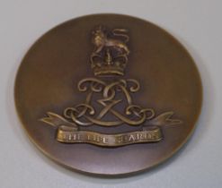 Signed bronze medallion, 'The Decisive Charge of the Lifeguards at the Battle of Waterloo 1815' with