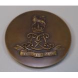 Signed bronze medallion, 'The Decisive Charge of the Lifeguards at the Battle of Waterloo 1815' with