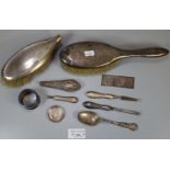 Assorted silver backed hair brushes and other scrap silver items etc. (B.P. 21% + VAT)