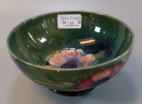 Mid Century Moorcroft art pottery tube lined Anemone bowl. Impressed and signed marks to the under