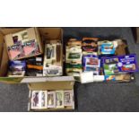 Two boxes of diecast model vehicles, mainly promotional, to include: Lledo, Oxford diecast,