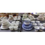 Four trays of china: Royal Vale teaware decorated with a country cottage scene: Six cups, saucers