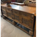 17th century style ornately carved oak sideboard. 20th century. (B.P. 21% + VAT)