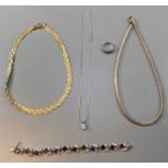 Bag of assorted silver jewellery, to include: pendant stone necklace, dress ring etc. (B.P. 21% +