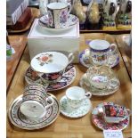 Collection of seven 20th Century collectors cups and saucers: miniature Irish Royal
