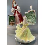 Three Royal Doulton bone china figurines to include: 'Princess Elizabeth' HN3682, 'Ninette' and '