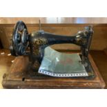 Singer hand sewing machine with bentwood case and instruction leaflet for Nos 127K and 128K. (B.P.