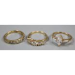 Three 14ct gold dress rings. Total weight 7.3g approx. Ring size O. (B.P. 21% + VAT)