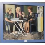 N.H Thomas, three ladies in a cafe, signed and dated '03, oils on board. 49 x 59cm approx.