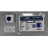 Unmounted sapphire together with AGSL certificate. not warranted. (B.P. 21% + VAT)