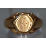 14ct gold signet ring with claw shoulders. 5g approx. Ring size S. (B.P. 21% + VAT)