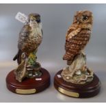 Royal Doulton HN3541 'Peregrine Falcon' on wooden base. Together with a Royal Doulton DA156 'Tawny