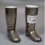 Pair of miniature silver plated stirrup cups in the form of riding boots. (B.P. 21% + VAT)