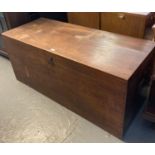 19th century oak campaign style camphor wood travelling chest with metal carrying handles. (B.P. 21%