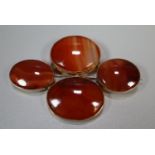 9ct gold mounted four panel agate pin brooch. (B.P. 21% + VAT)