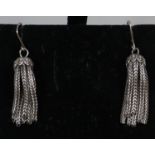 Pair of silver Art Deco design chain tassel earrings for pierced ears. (B.P. 21% + VAT)