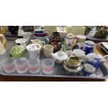 Tray of assorted items: Royal Doulton ‘Vanity Fair’ espresso cup, Royal Worcester ‘Evesham’