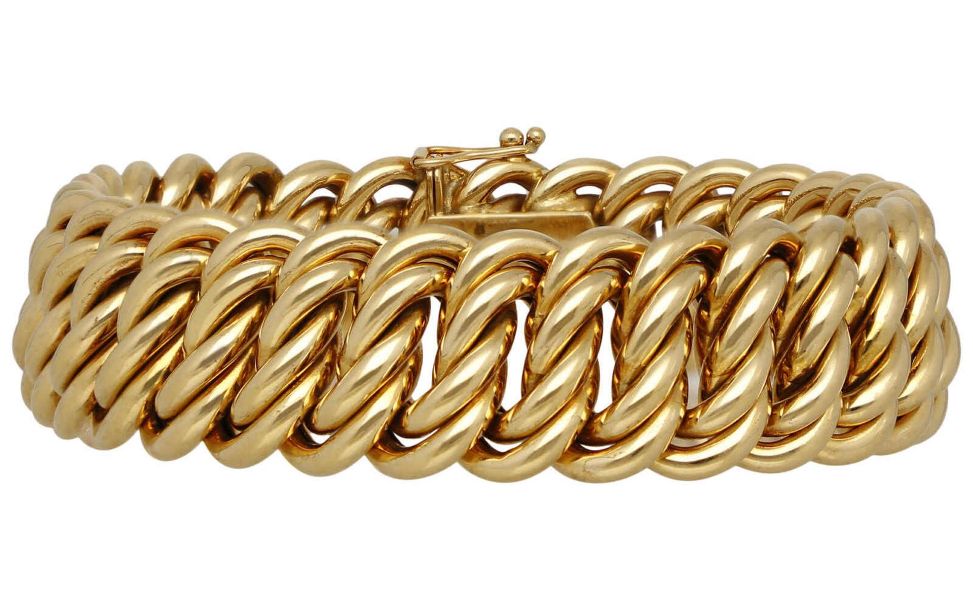 Garibaldi-Armband Dekoratives Armband im Garibaldi-Muster in Gelbgold 18K mit Kastenschloss und