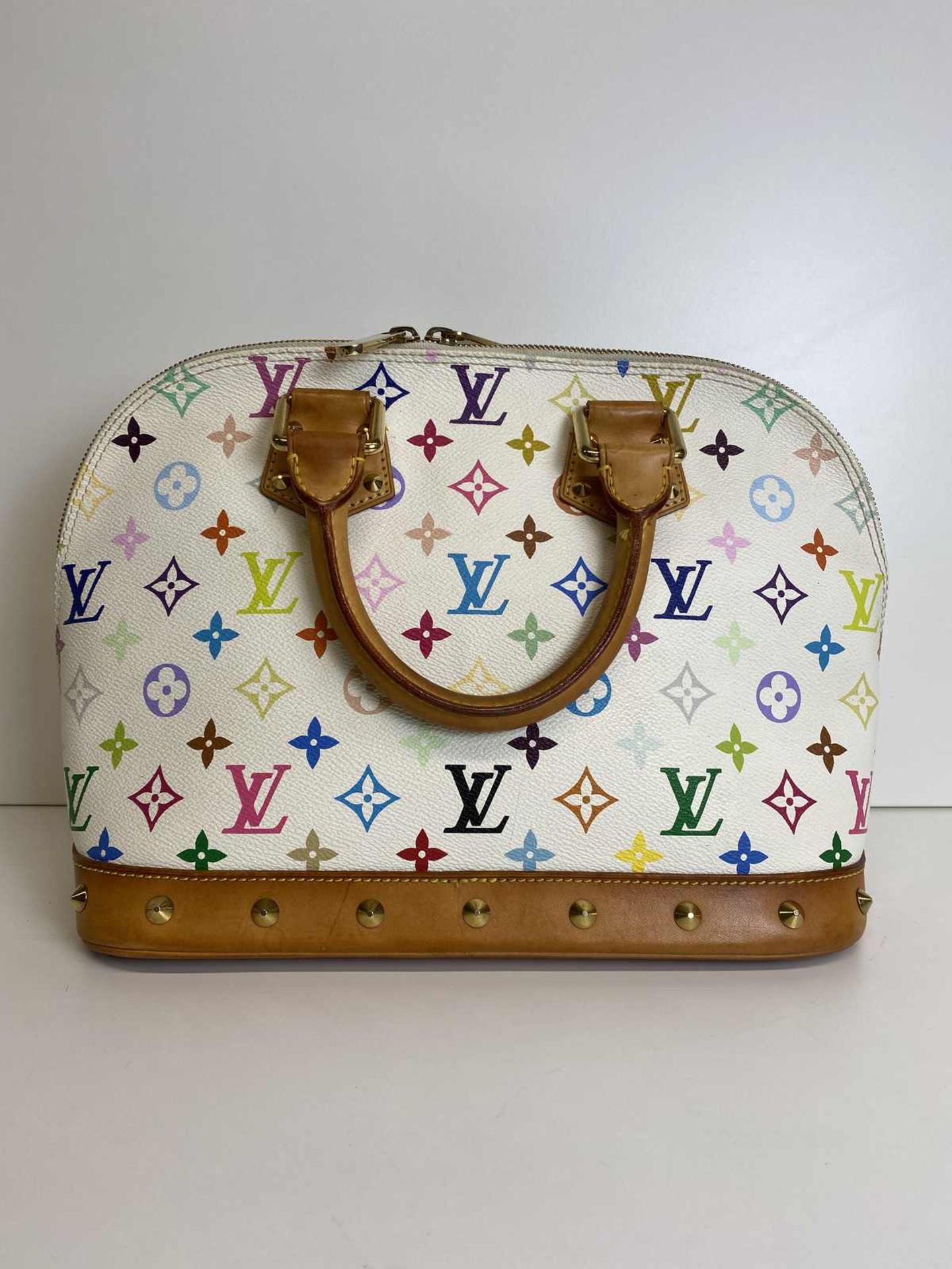 (*) LOUIS VUITTON Handtasche Alma White Multicolor Monogram Canvas, lässige Handtasche mit - Bild 2 aus 4