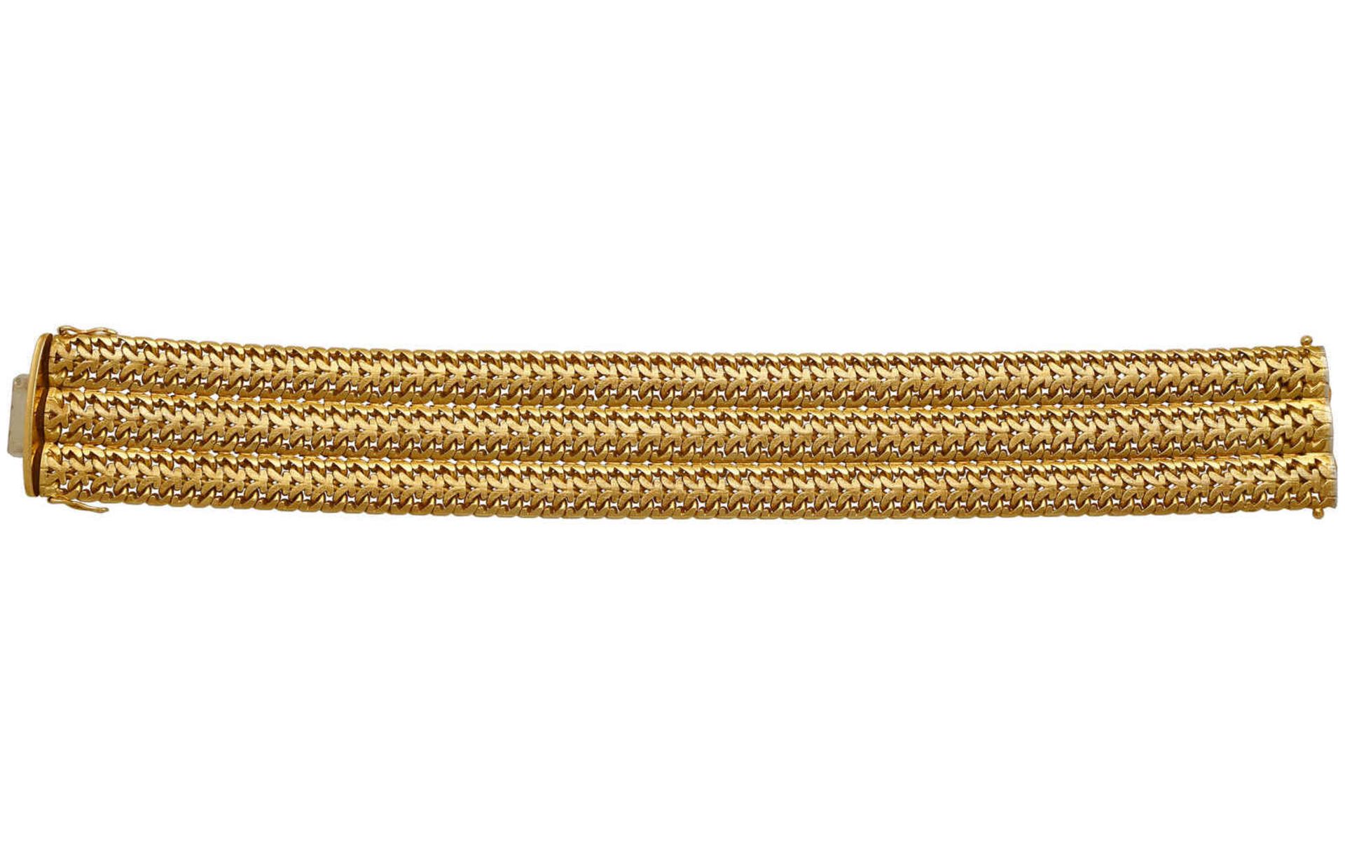 Gold-Armband Massives, sehr stilvolles Armband, signiert A. Kunz, in Gelbgold 18K mit satinierter - Bild 2 aus 2