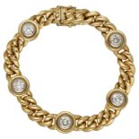 Brillant-Armband Dekoratives Schmuckstück in Gelbgold 18K . Feines Flachpanzerarmband poliert mit in